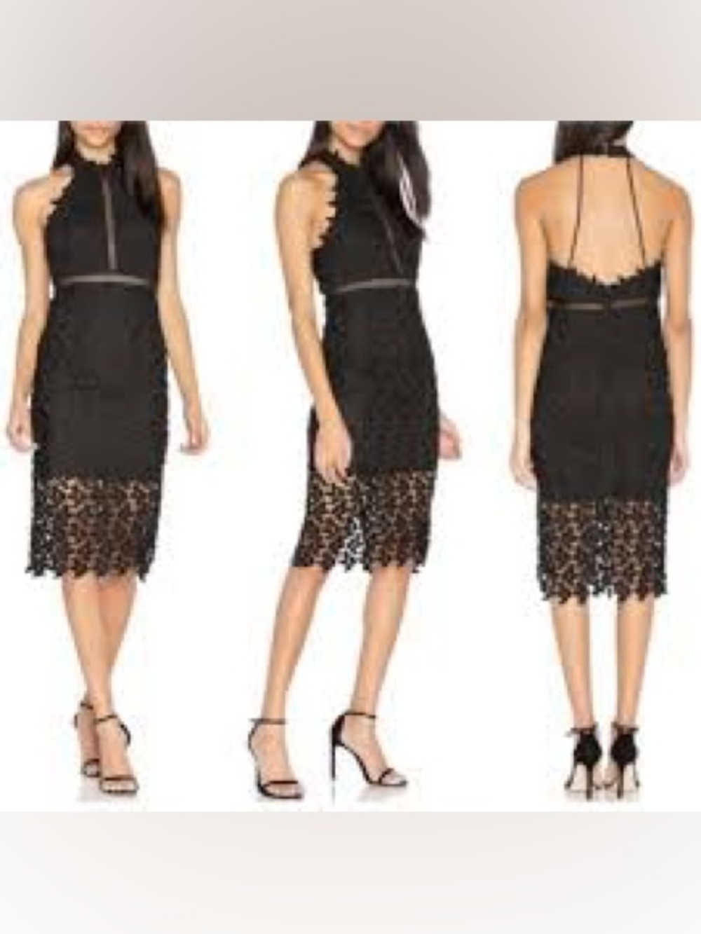 Bardot Black Lace-Trim Midi Dress size 6 small like new